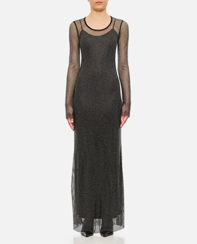 SPORTMAX BLACK CINESE CRYSTAL LONG DRESS