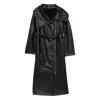 Sportmax Belted Leather Coat In Black