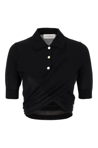 SPORTMAX BLACK COTTON POLO SHIRT