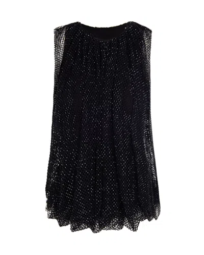 Sportmax Embellished Mesh And Jersey Top In Black