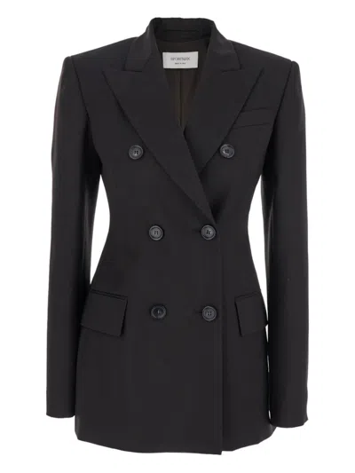 SPORTMAX BLACK DOUBLE-BREASTED BLAZER