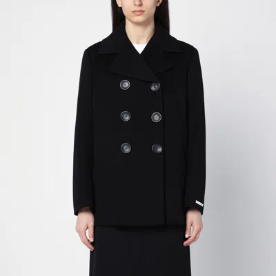 Sportmax Black Double-breasted Wool Short Coat