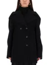 Sportmax Double-breasted Coat Front Pockets In Black