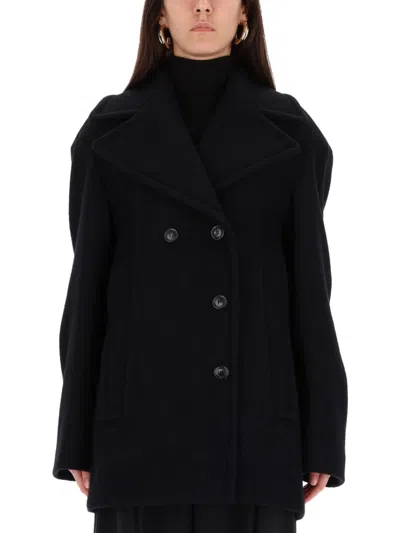 SPORTMAX WOMEN BLACK DOUBLE-BREASTED COAT