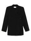 Sportmax Chalk-striped Blazer With Crossover Fastening In Black