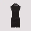 Sportmax Fitted Mini Dress With Textured Mesh Overlay In Black