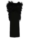 Sportmax Feather-trim Square Neck Midi Dress