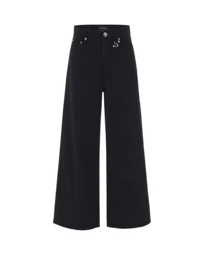 Sportmax Black Flared Flat Front Pants