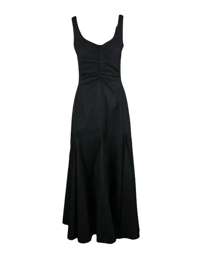 Sportmax Black Galante Cotton Ruched Dress