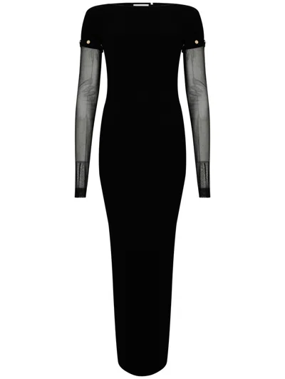 SPORTMAX BLACK 'GRAZIA' MIDI DRESS WITH LONG VEIL SLEEVES