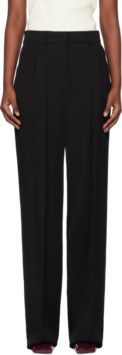 Sportmax Hello Pleated Viscose Wide Pants In Black