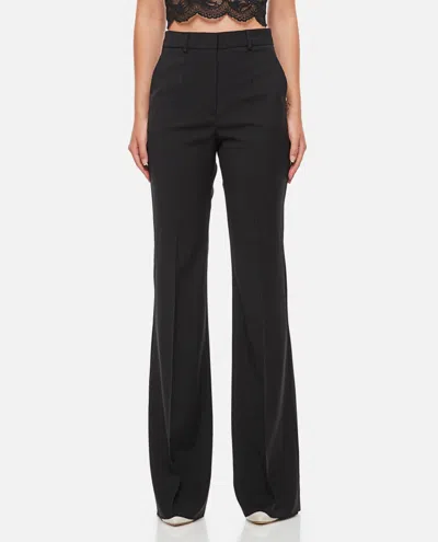 Sportmax Flared Virgin Wool Tailored Trousers In Black