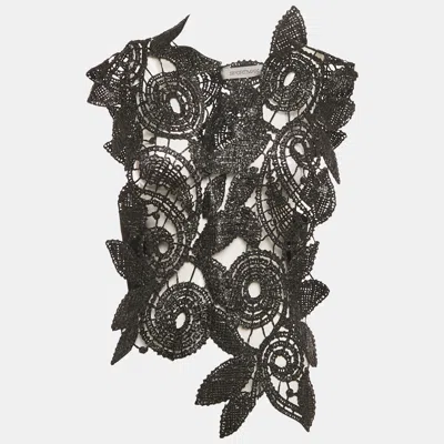 Pre-owned Sportmax Black Lace Elastic Band Trim Top S