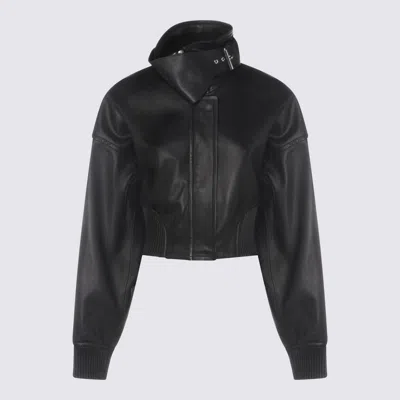 Sportmax Cropped Buckled Leather Jacket In Black