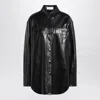 Sportmax Leather Shirt Jacket Chest Pocket In Black