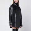Sportmax Black Leather Shirt Jacket In Black