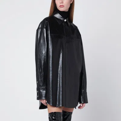 Sportmax Black Leather Shirt Jacket
