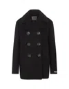 Sportmax Wool Double-breasted Coat With Structured Silhouette In Black