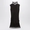 Sportmax Fitted Mini Dress With Textured Mesh Overlay In Black