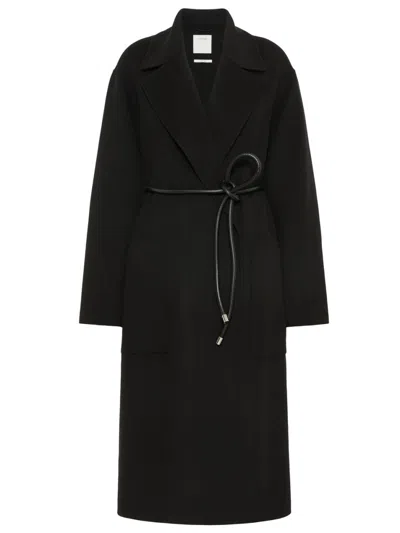 SPORTMAX WOMEN BLACK NOTCHED LAPEL TRENCH COAT