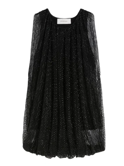 Sportmax Embellished Mesh And Jersey Top In Black