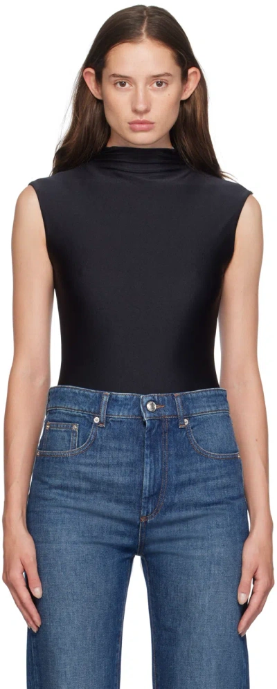 Sportmax Sleeveless Top Ribbed Neck Stretch Knit In Black