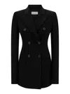 SPORTMAX BLACK SLIM DOUBLE-BREASTED JACKET WTH RHINESTONE DETAIL IN STRETCH POLYAMIDE WOMAN