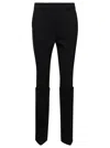 SPORTMAX BLACK SLIM PANTS WITH DEEP TURN-UP DETAIL IN STRETCH WOOL BLEND WOMAN