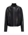 Sportmax Sheep Nappa Leather Jacket With Elastic Quilted Detailing In Black
