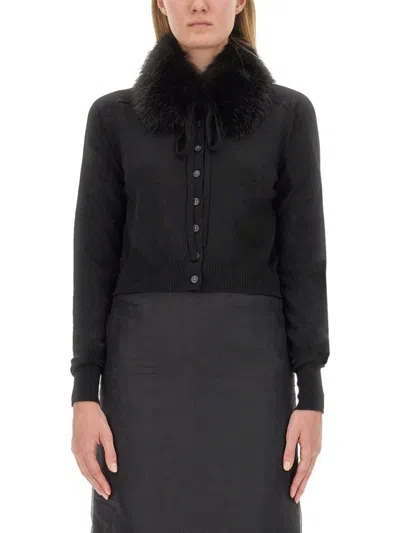 Sportmax Black Solid Shirt Collar Sweater