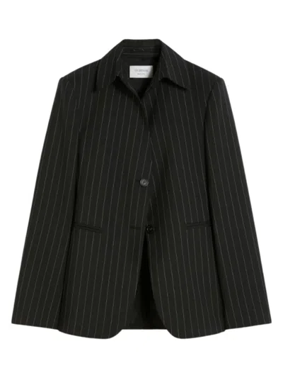 Sportmax Black Stripes Shirt Collar Blazer