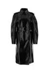 Sportmax Black Nappa Leather Alfeo1234 Trench Coat In Black