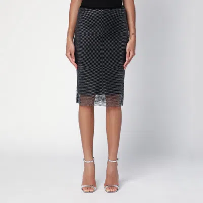Sportmax Black Tulle Skirt With Rhinestones In White