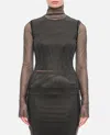 Sportmax Valdai Embellished Fishnet Crop Top In Black