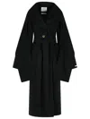 Sportmax Wool Coat With Belted Waist And Oversized Sleeves In Black
