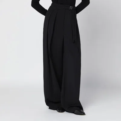 Sportmax Black Wide-leg Stretch-wool Trousers