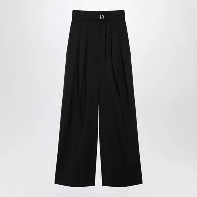 Sportmax Wide-leg Trousers In Stretch Wool In Black