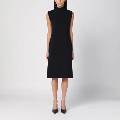 Sportmax Black Wool Blend Sleeveless Dress In Blue