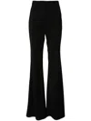 Sportmax Flared Virgin Wool Tailored Trousers In Black