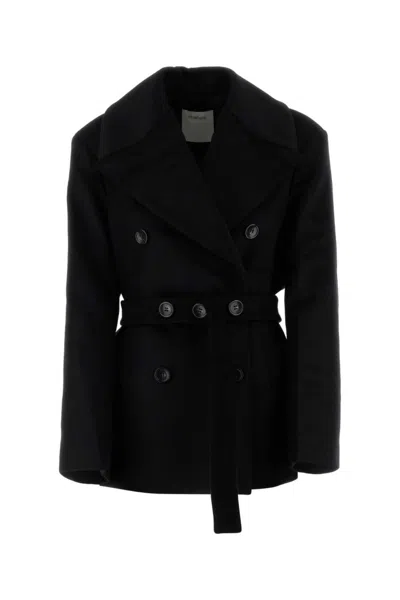 SPORTMAX BLACK WOOL ORCHIS COAT
