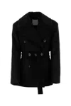 Sportmax Cropped Virgin Wool Jacket With Contrast Collar In Black