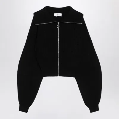 SPORTMAX BLACK ZIP-UP CARDIGAN IN WOOL AND CASHMERE