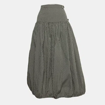 Pre-owned Sportmax Black/white Checked Synthetic Midi Skirt M