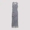 Sportmax Draped Sleeveless Long Dress With Layered Look In Blackwhite