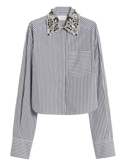 Sportmax Blackwhite Striped Printed Shirt In Multi