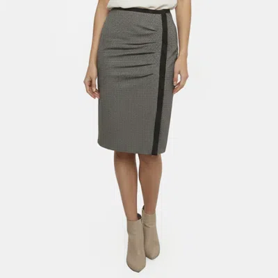 Pre-owned Sportmax Black/white Wool Blend Draped Midi Skirt S