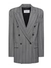 Sportmax Merlot Wool Blend Herringbone Blazer In Gris
