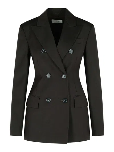 Sportmax Adamo Dark Brown Virgin Wool Blazer In Black