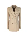 Sportmax Beige Flared Double-breasted Blazer In 025
