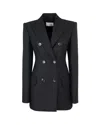 Sportmax Double-breasted Virgin Wool Blazer In Grey